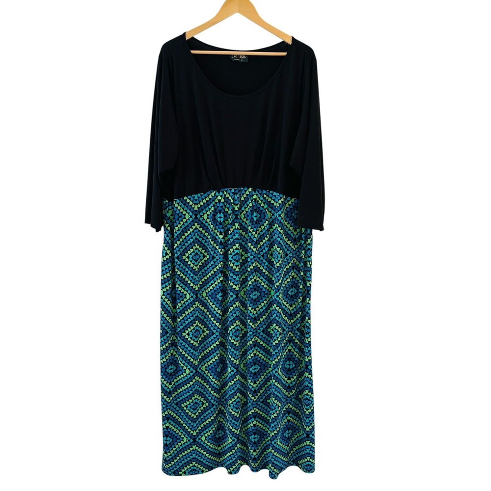 Bob Mackie Wearable Art Geometric Abstract Dress Size 3X Maxi Lagenlook Travel